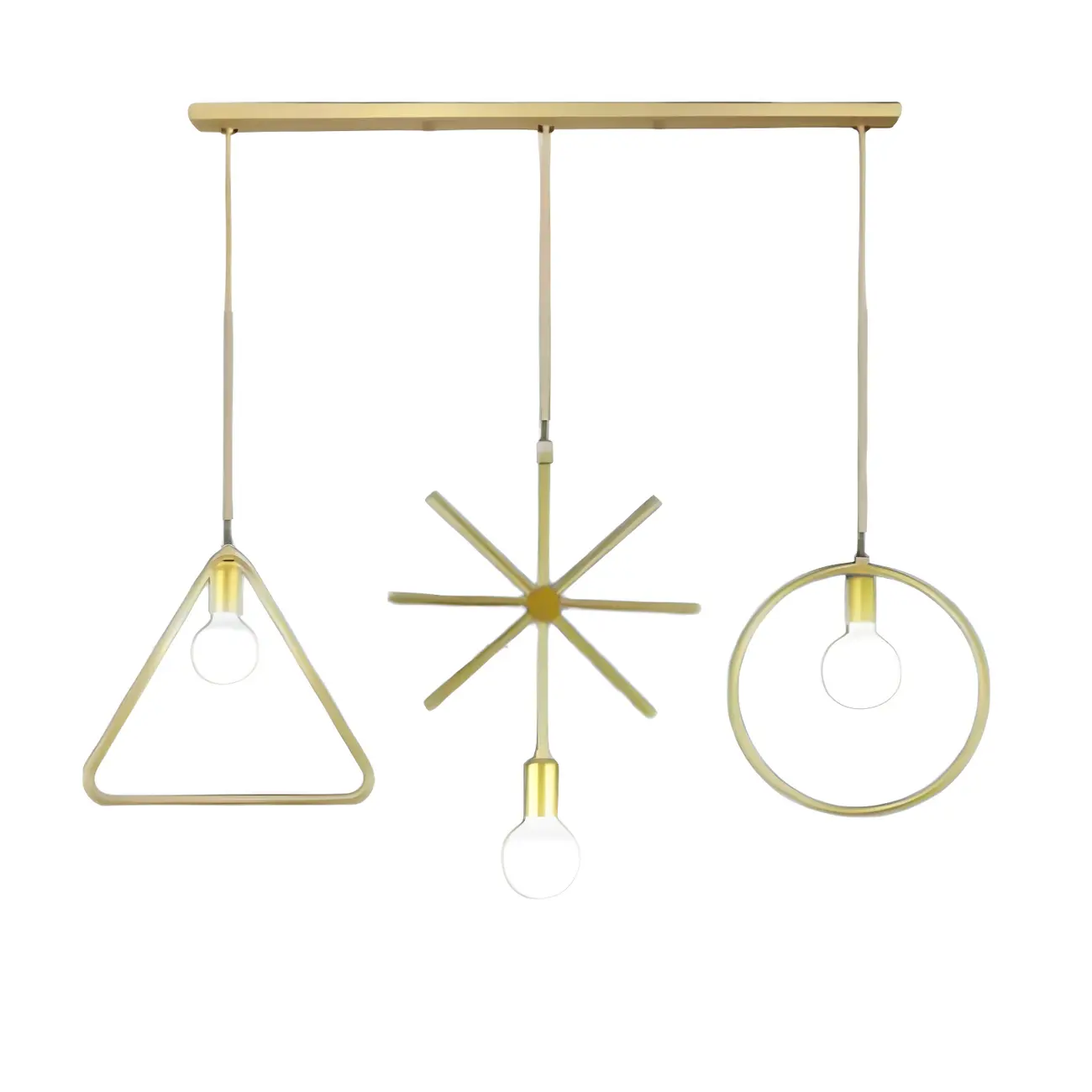 3 Lights Gold Industrial Geometric Metal Island Light Fixture