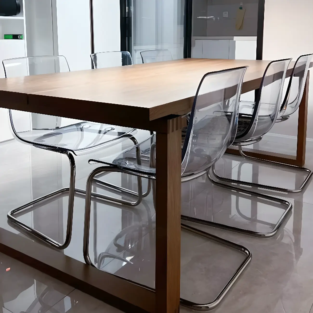 Modern Solid Back Armless Acrylic Dining Chairs