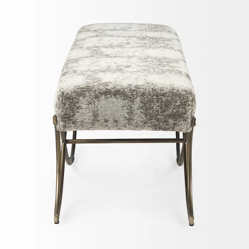 Ayla Gray Fabric Seat w/ Dark Nickel Metal Frame Bench