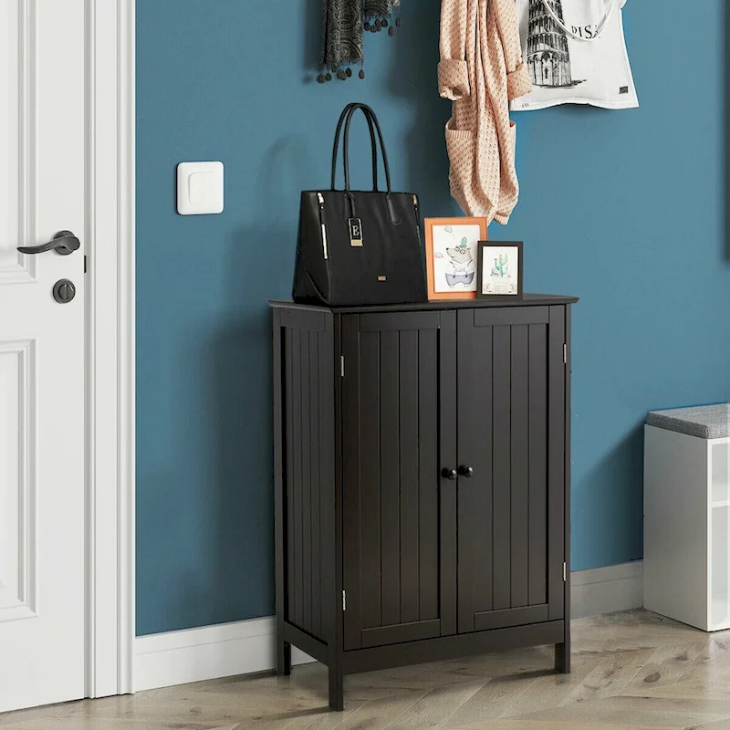 Bathroom Floor Storage Cabinet Double Door Kitchen Cupboard Shoe