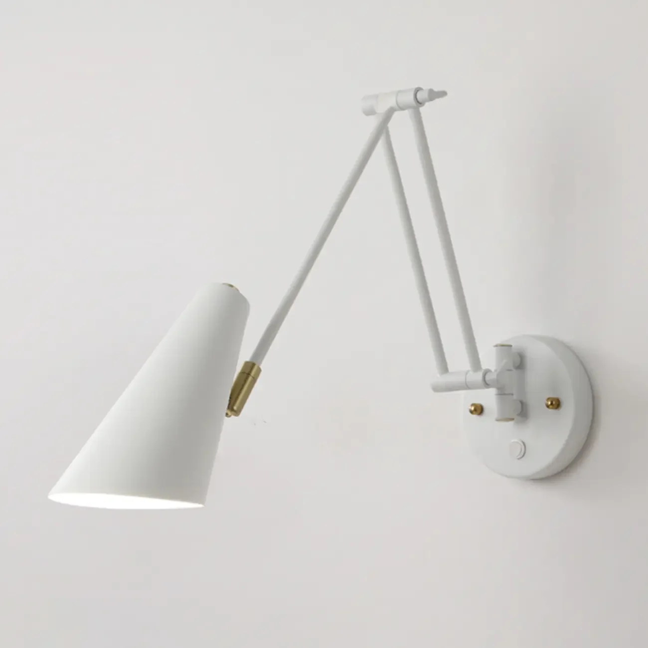 Modern White Metal Adjustable Swing Arm Wall Light
