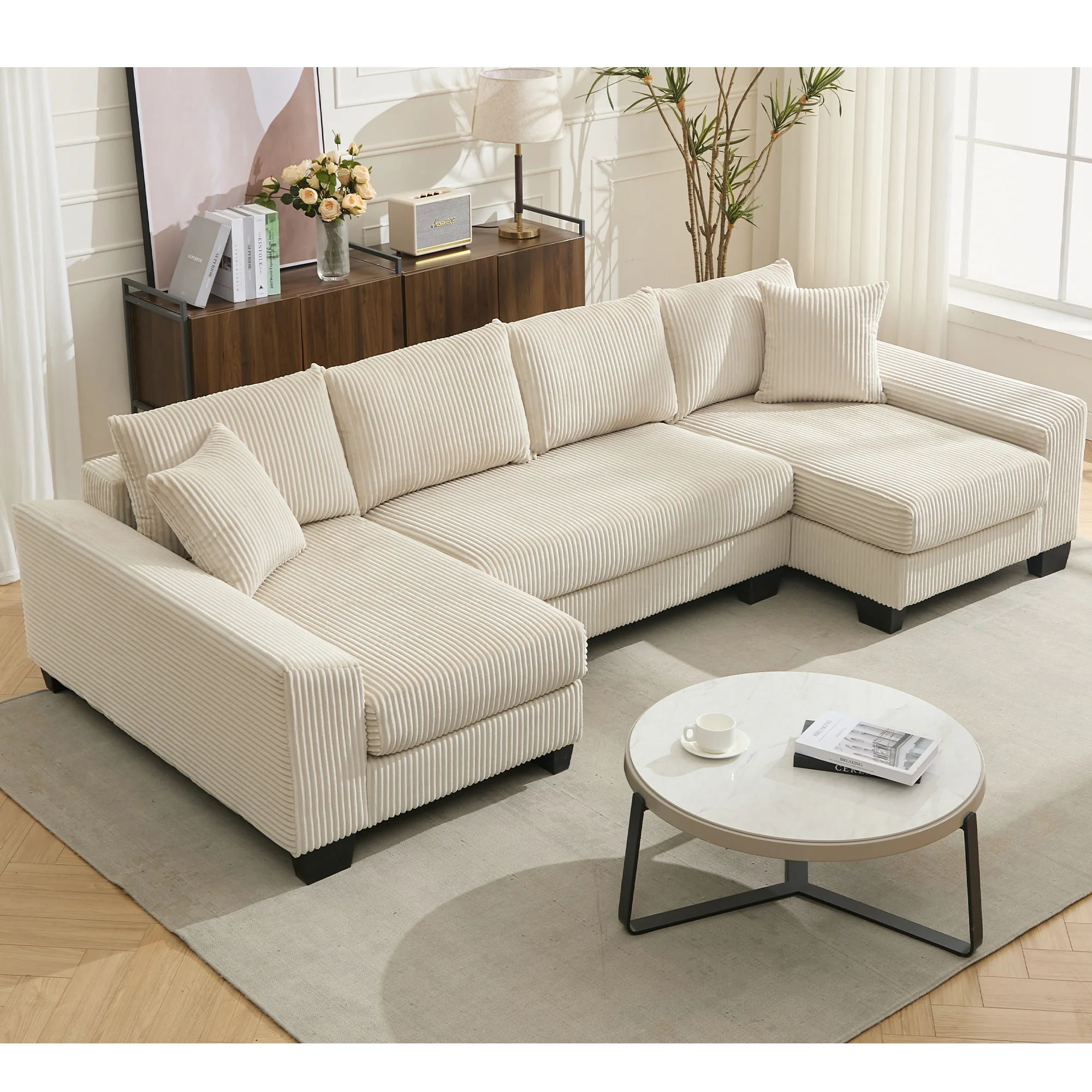 Walker Edison | Corduroy Pull Out 114' Sleeper Sofa Bed