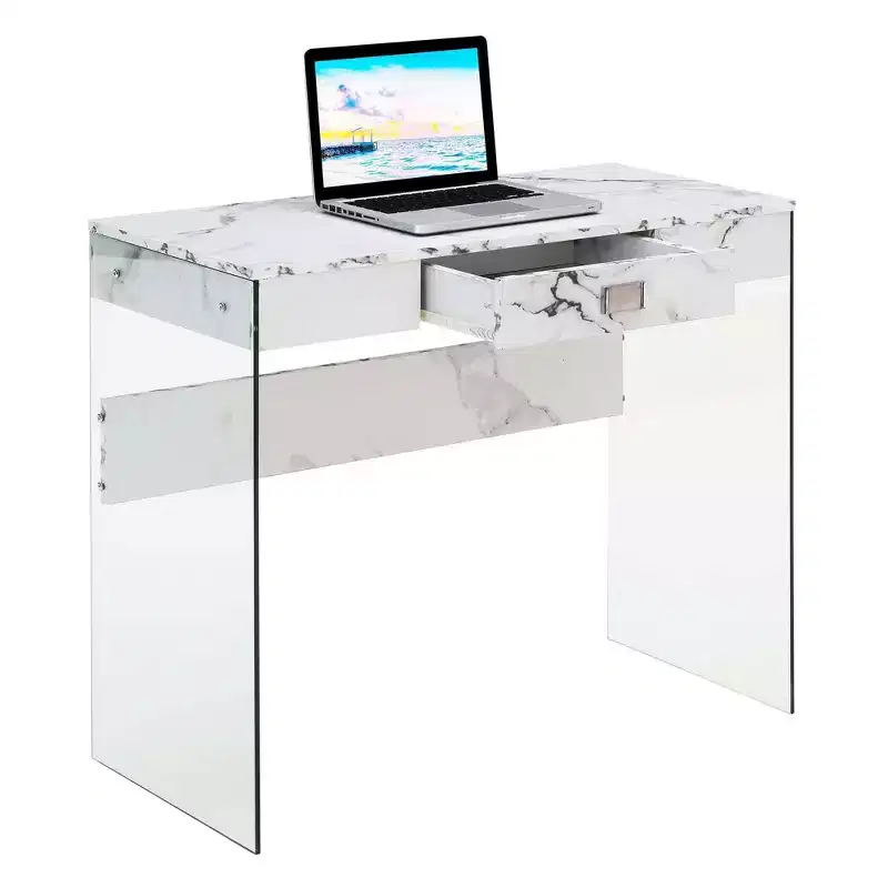 36 Breighton Home Uptown Glass Desk with Drawer