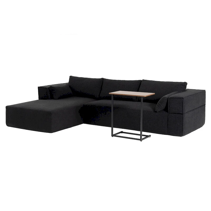 L-Shaped Modular Sectional Sofa with Side Table, Chaise, Wide Seat