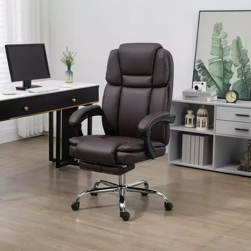 Vinsetto Massage Office Chair with Heat, Adjustable Height and Footrest, PU Leather Comfy Computer Desk Chair