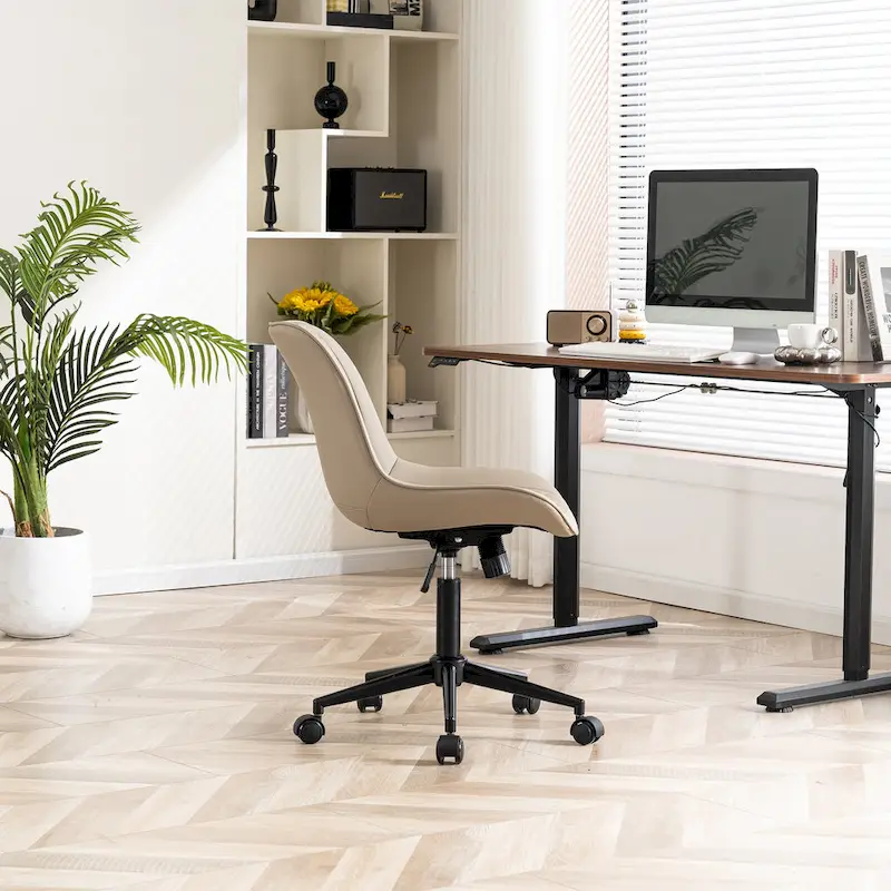 Armless Home Office Desk Chairs with Wheels Rolling Task Chair