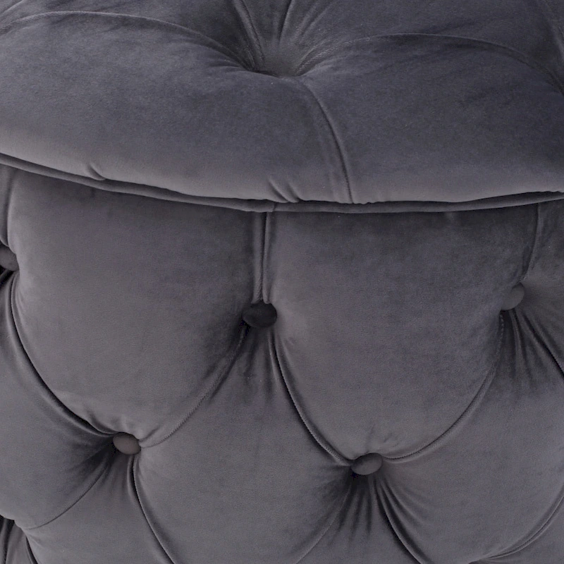 Zelfa Modern Glam Tufted Velvet Round Ottoman by Christopher Knight Home