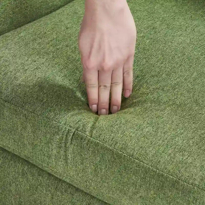 LUE BONA Modern Upholstered Accent Chair Linen Fabric Button Tufted Armchair with Solid Wood Frame - 28.5 W X 27.25 D X 33.75 H