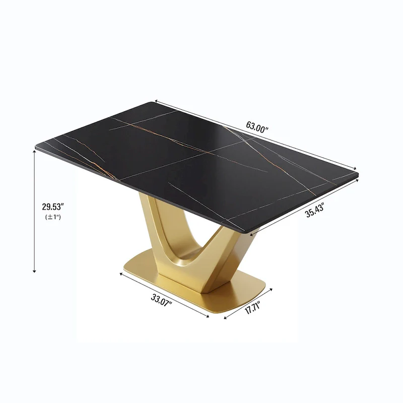 V Shape Pedestal Modern Marble Dining Table Slate Kitchen Table