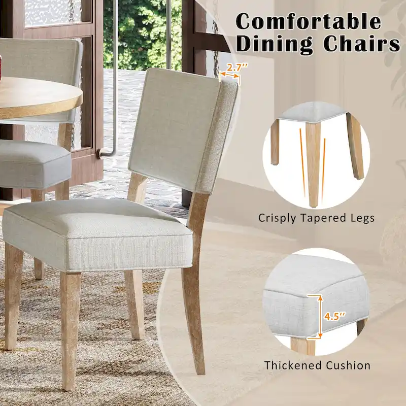 5-Piece Round Dining Table with 4 Upholstered Chairs