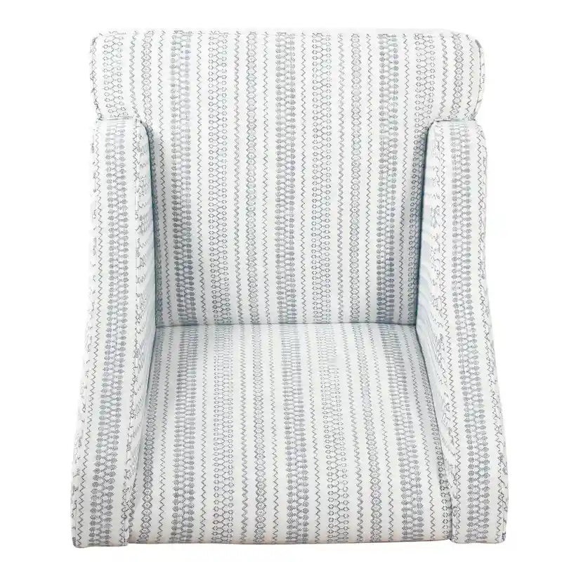 Yolu Accent Chair, Farmhouse Striped Print, Blue and White Polyester