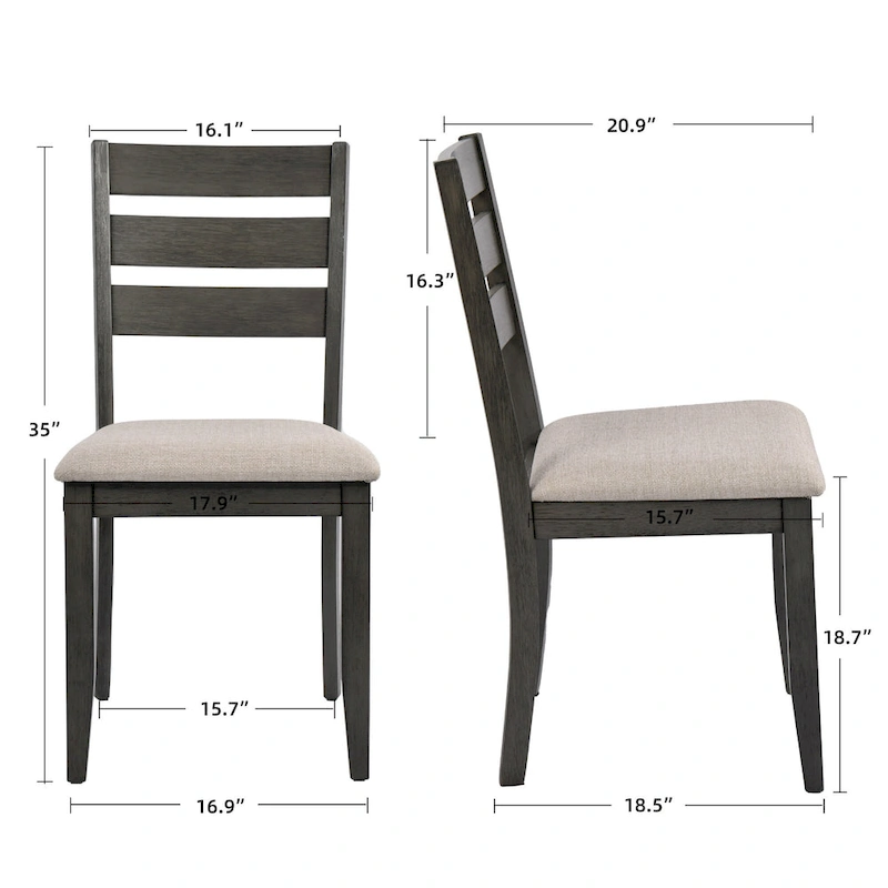 Slat Back Wood Dining Chairs Set of 4