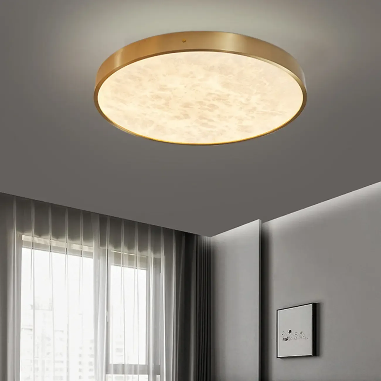 Gold Stone Circle LED Flush Mount Ceiling Light