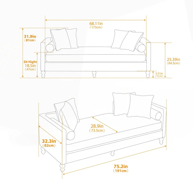 Upholstered Chaise Lounge with Nailhead Trim