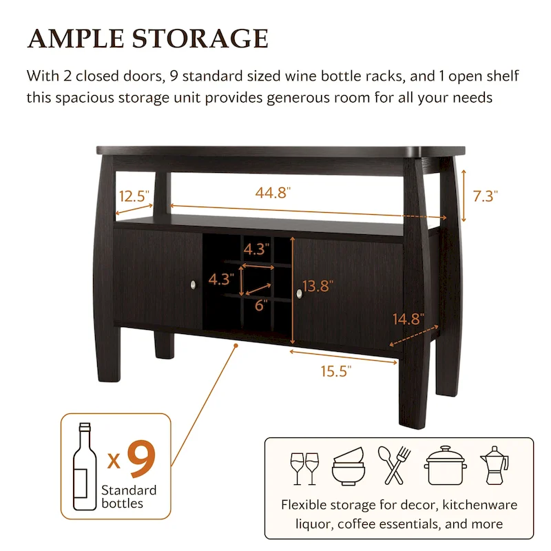 51-inch Cappuccino 1-shelf Buffet Table