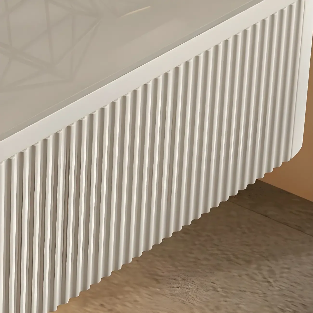 Modern Grey Wood Floating Nightstand with Glass Top