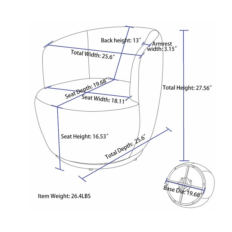 Swivel Accent Armchair Barrel Chair