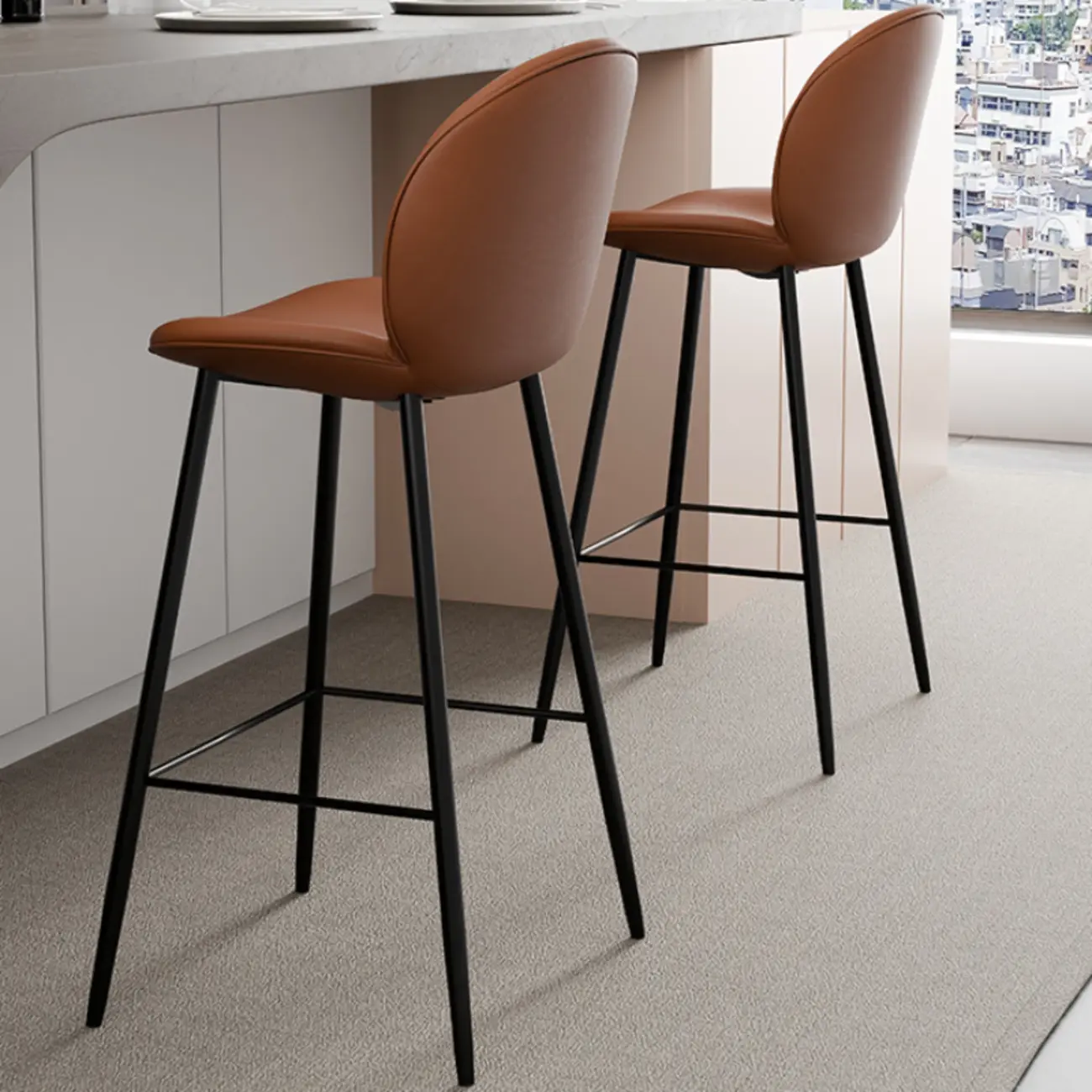 Mid-century Modern Bucket Upholstered Bar Stools