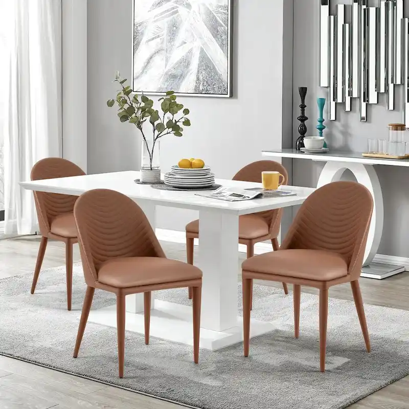 Fully Assembled Microfiber Leather Upholstered Dining Chairs, Set of 2 - 22.44 D x 18.5 W x 32.28 H