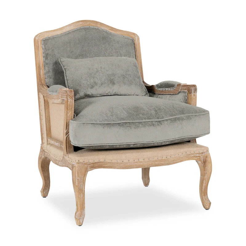 Classic Home Brittani Upholstered Grey Arm Chair - 38Hx29Wx31D