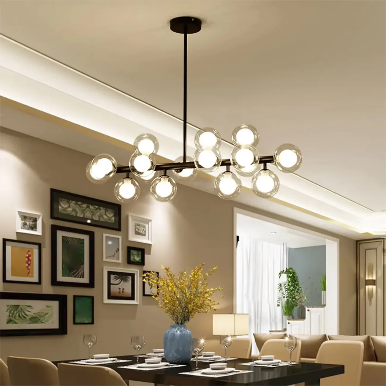 Modern Gold Globe Island Pendant Light for Kitchen