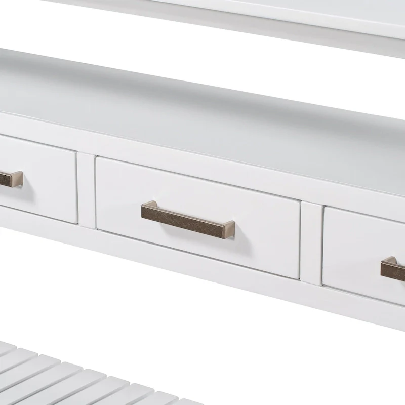 62.2 Modern Console Table with 4 Drawers and 2 Shelves
