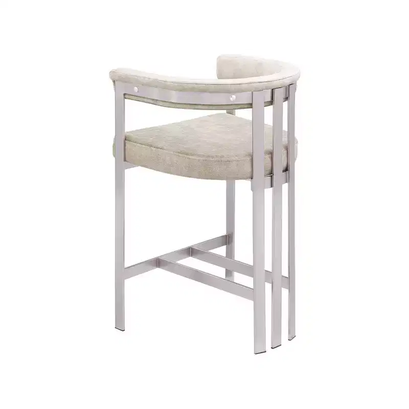 Meridian Furniture,Marcello Beige Velvet Counter Stool, Set of 2