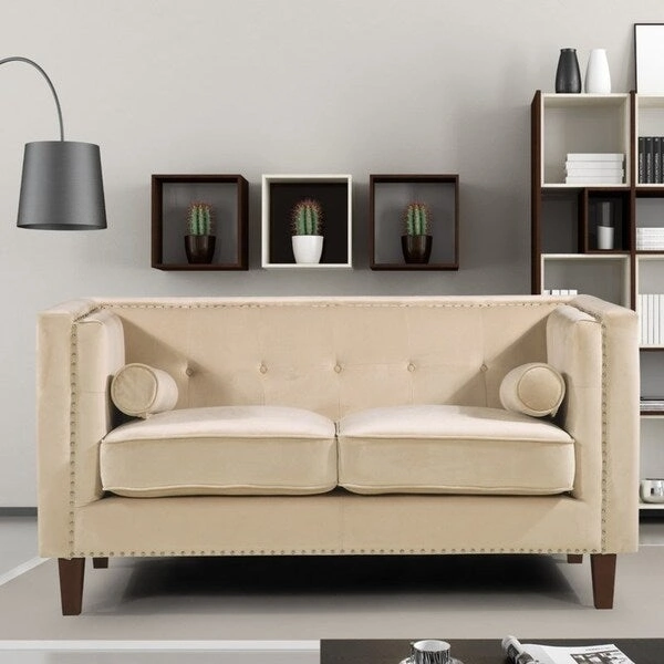 Kittleson Classic Nailhead Chesterfield Loveseat - Blue