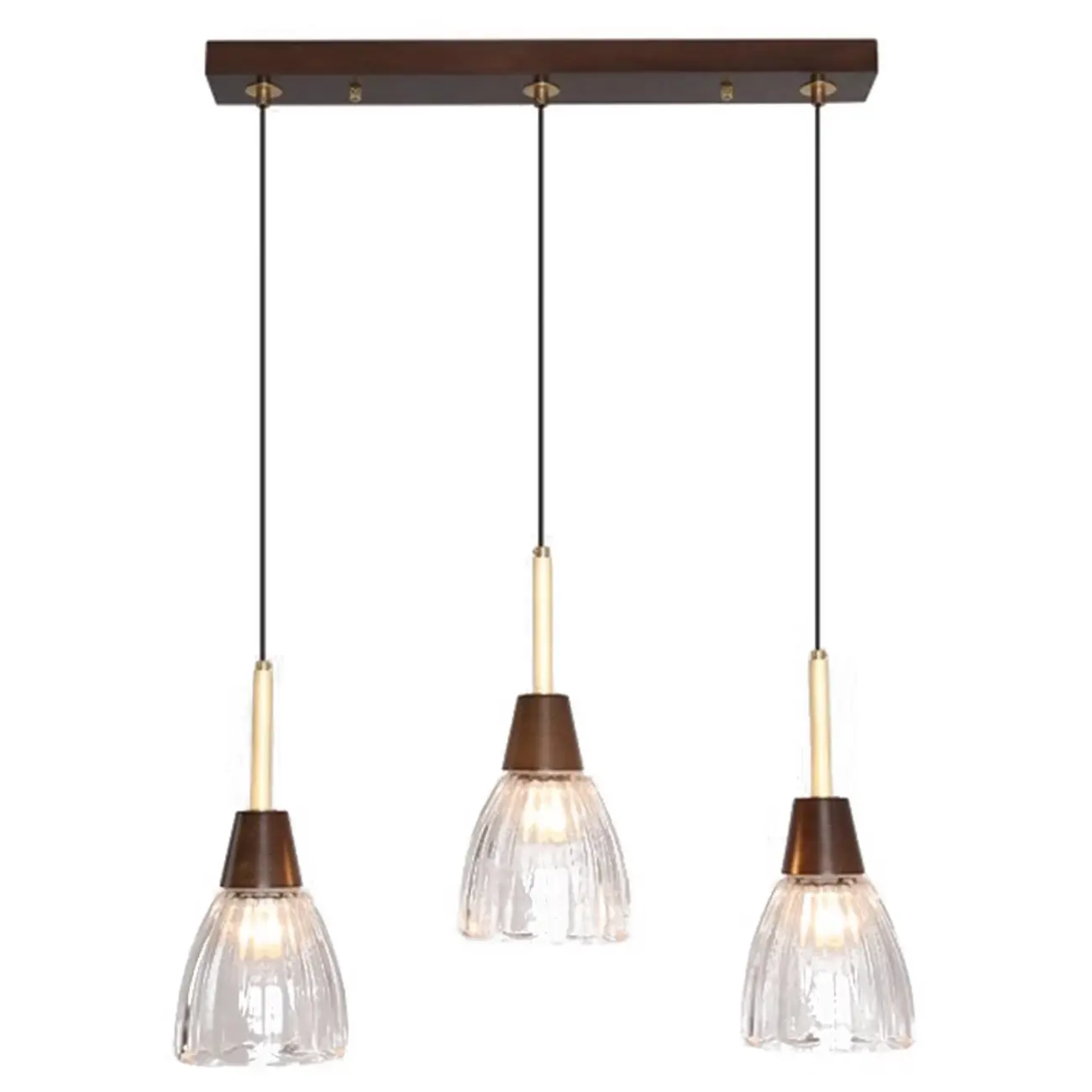 Modern Glass Dome Island Pendant Light in Walnut