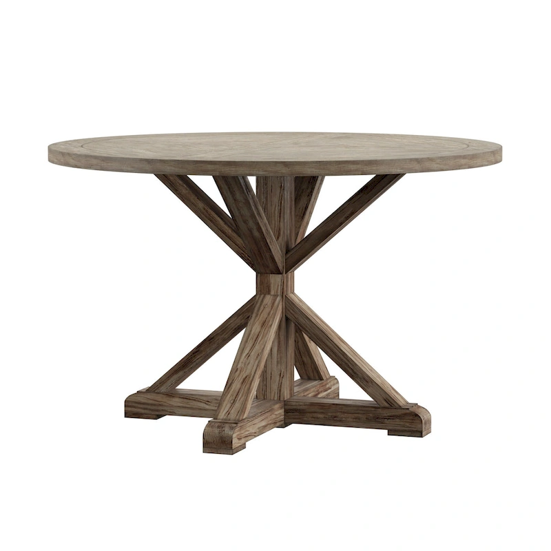 Benchwright Round Antique Grey Oak Dining Table by iNSPIRE Q Artisan