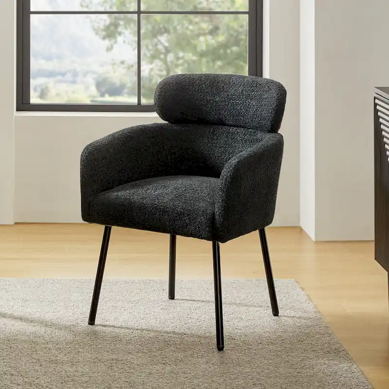 Amos Modern Boucle Dining Chair with Adjustment Feet by HULALA HOME