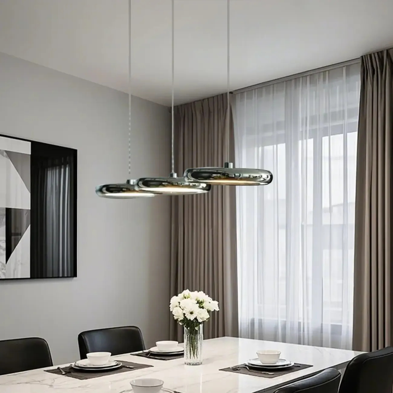 3 Light Metal Round Shape Modern Island Pendant Light