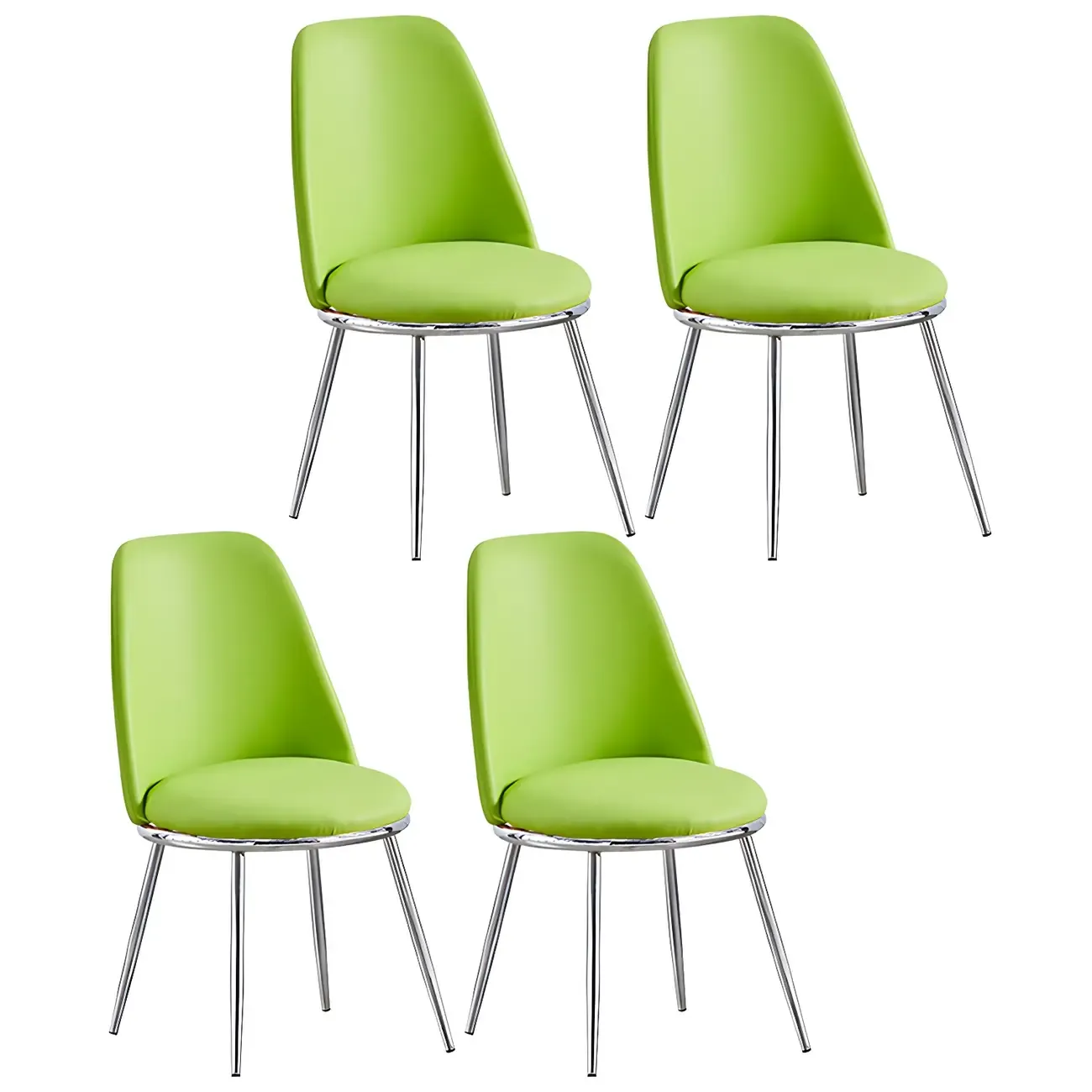 Glam Scandinavian Leather Armless Dining Chairs Metal Frame