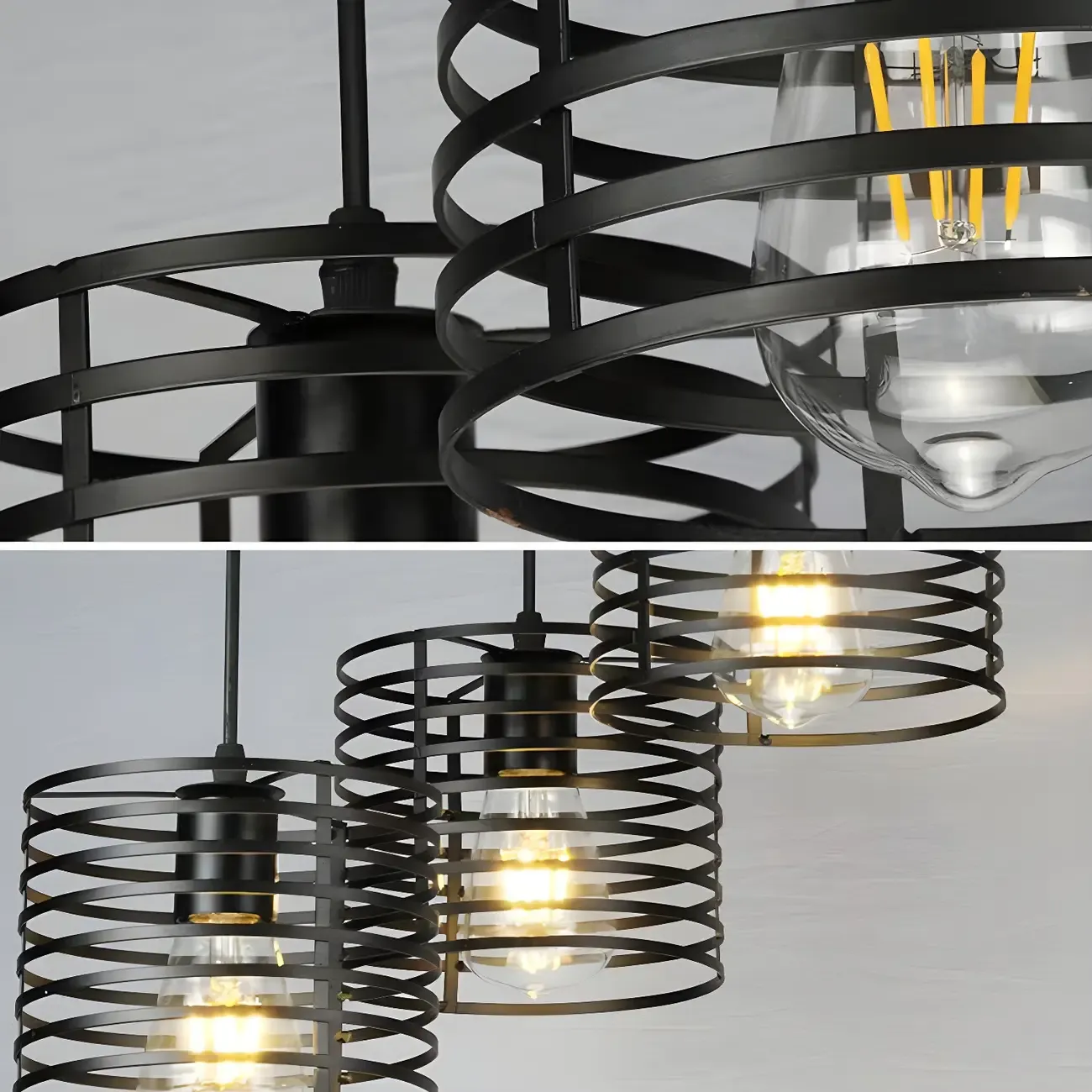 Industrial Black 3-Light Lantern Pendant Light