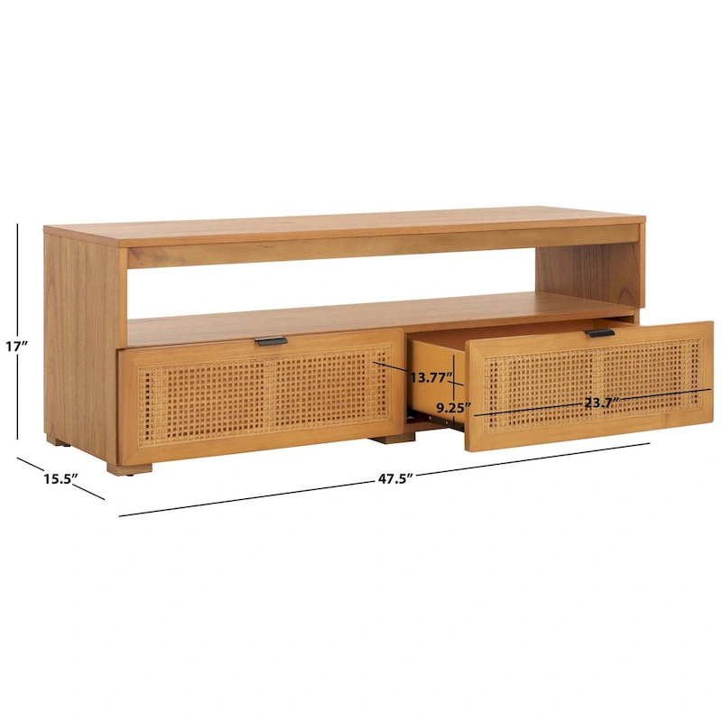 SAFAVIEH Kaitlyn 2-Drawer 1-Shelf Entertainment Media Stand (Fits Up To 55  Flatscreen TV) - 48Wx16Dx17H