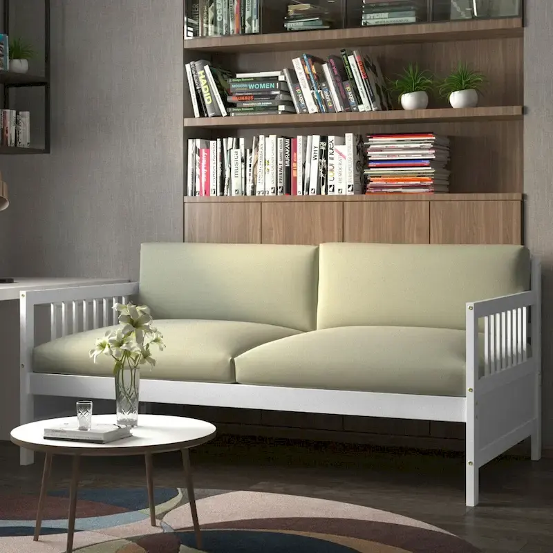 Gymax Twin Size Wooden Slats Daybed Frame Support Platform W/Rails