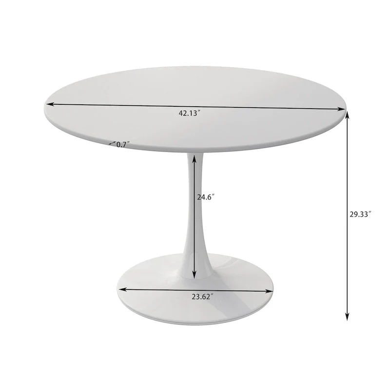 Round Dining Table with Metal Base – White Marble / Black Marble / Oak+Black / Black / White / Natural+White, Seats 2-4