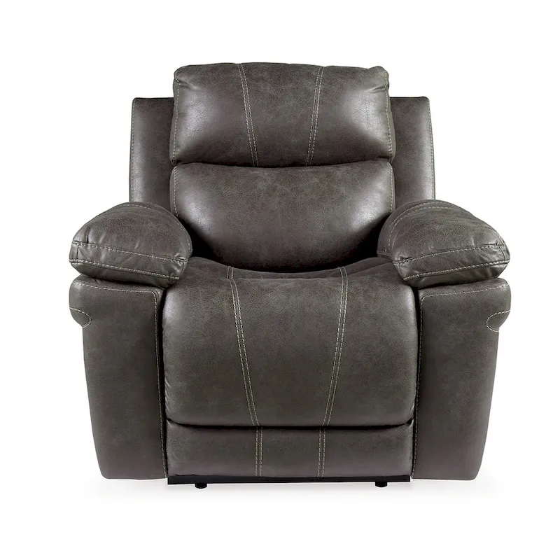 Ben Dual Power Recliner Chair, Adjustable Headrest, Gray Faux Leather