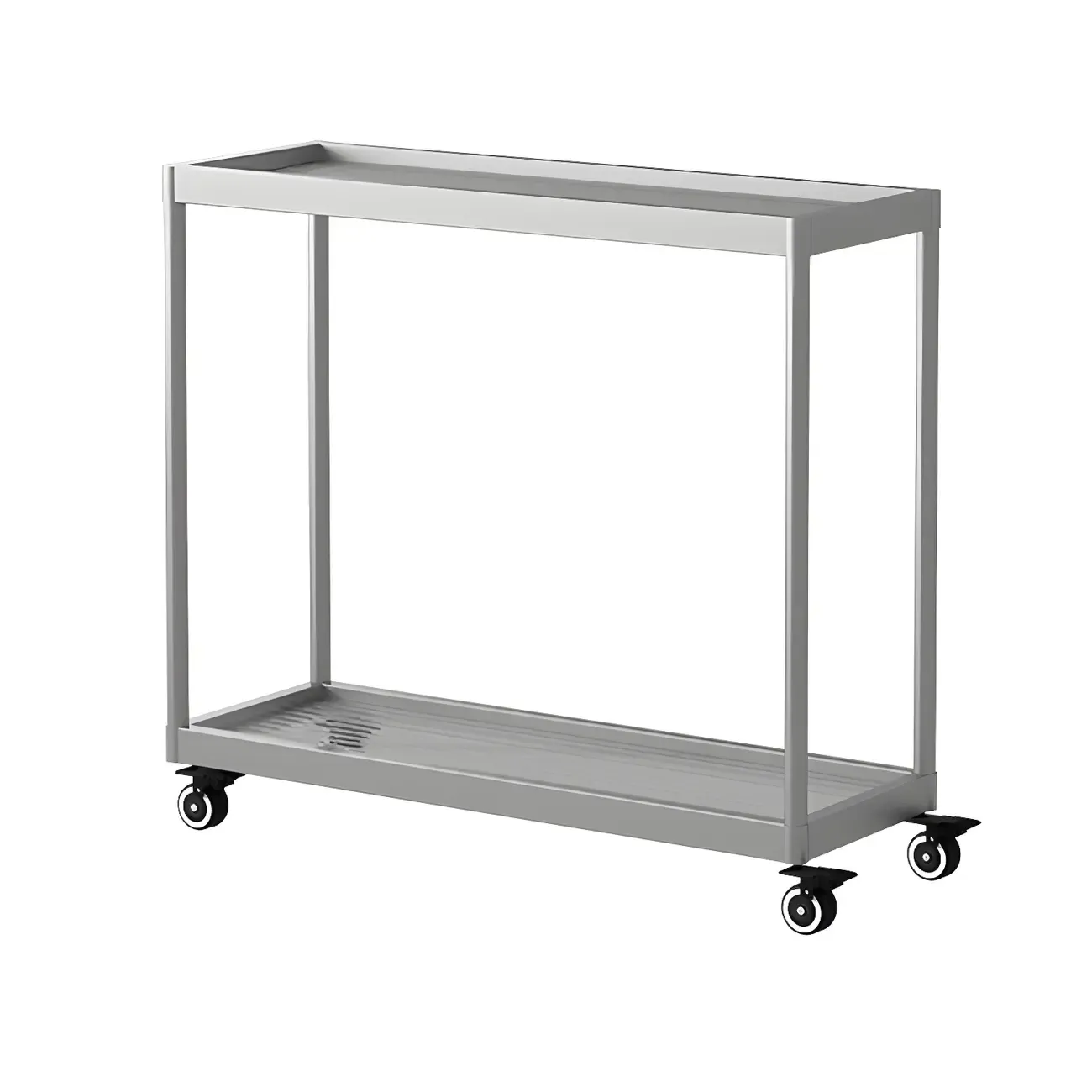 Gold Glass Rectangular Top Shelf Side Table on Wheels