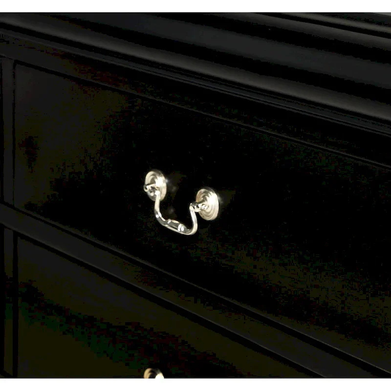 Lillie 6 Piece Black Wooden Sleigh Bedroom Set