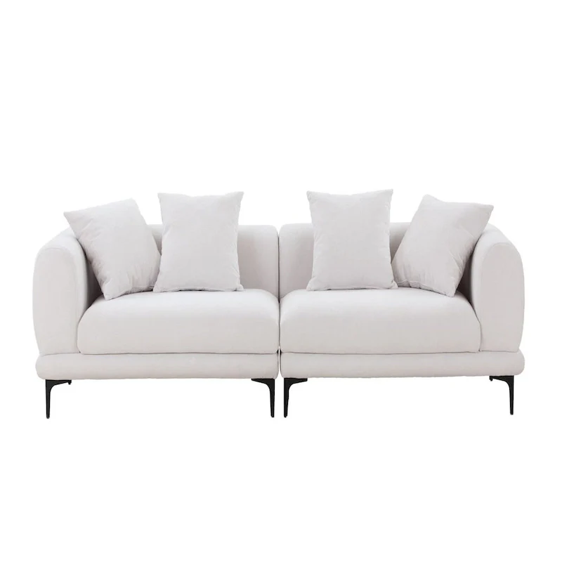 108.3in Upholstered Blue White 4-Seater Modern Fabric Sofa Couch