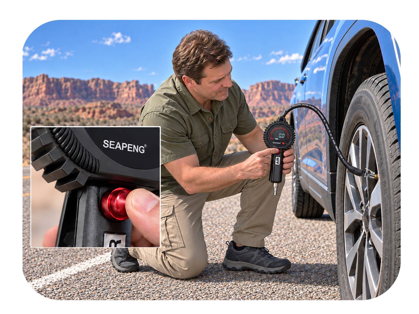 SEAPENG TB-801 ergonomic one-hand tire inflation control