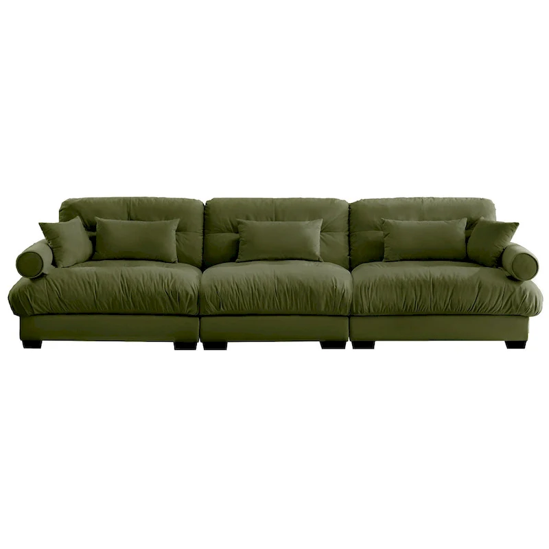 Modular Sectional Sofa - Velvet, 5-Seat, Cloud Cushion, Bolster Armrests, 130W, Configurable