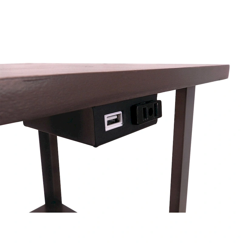 58 Squared Sofa Side Shelves Table Lamp w/ Power Station