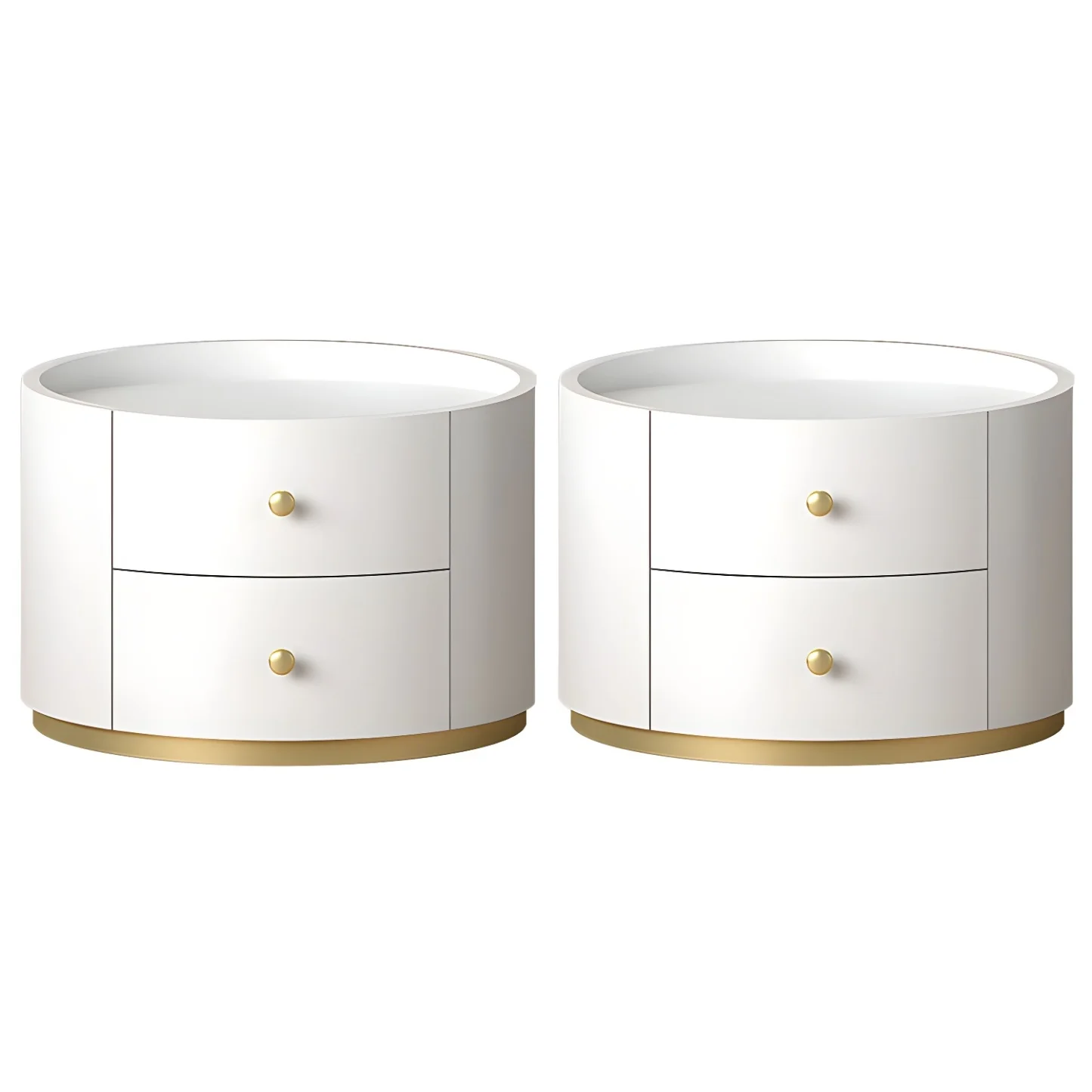 Glam Manufactured Wood Round 2-Drawer Nightstand