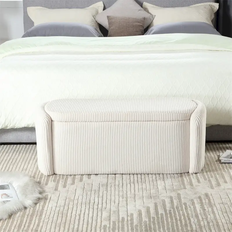 Storage Ottoman,Bedroom End Bench,Upholstered Fabric Storage Ottoman