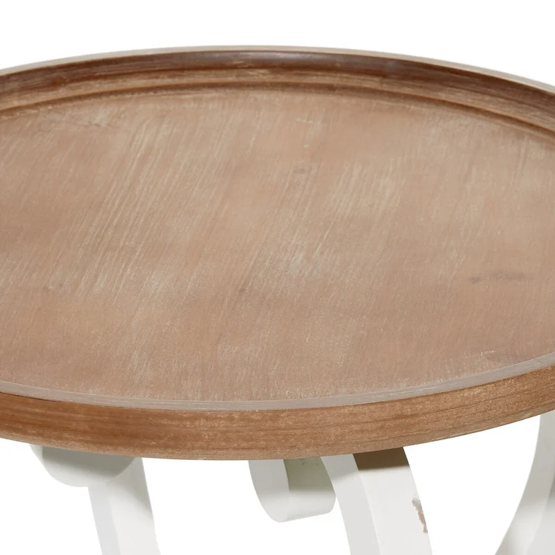 Scrolled Wood Round End Accent Table - 25x19x19