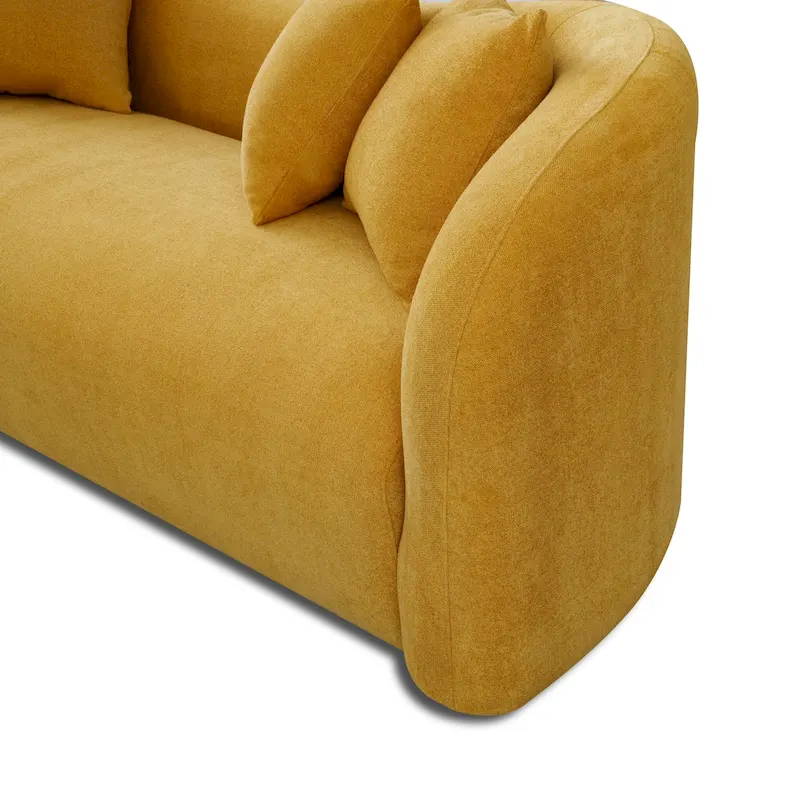 Hanar Mid Century Modern Luxury Tight Curved Back Boucle Sofa