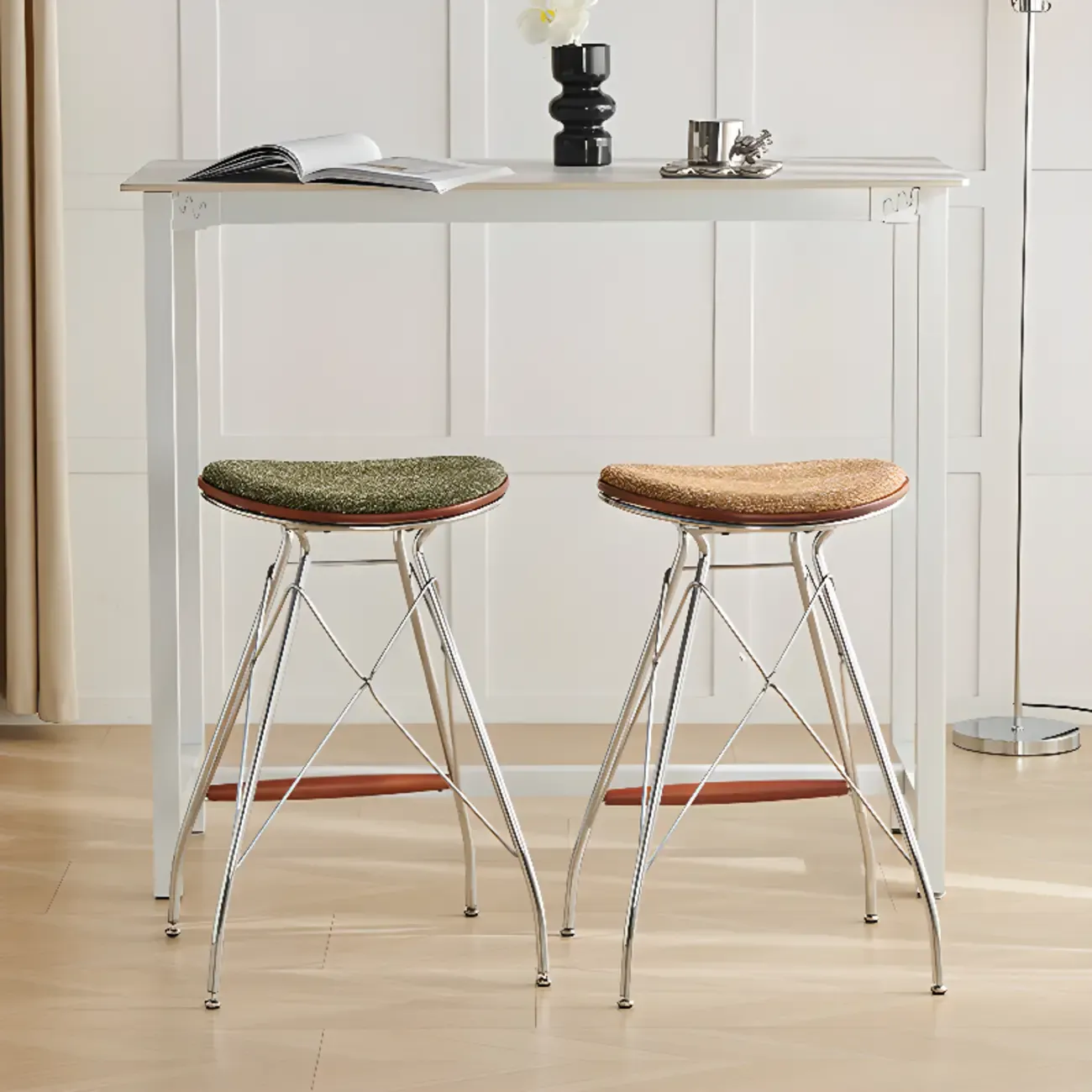 Adjustable Metal Frame Knitting Cushion Backless Bar Stool