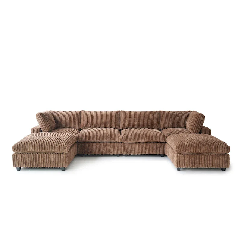 Soft Plush Upholstered Modular Sectional Sofa U-shaped Down Filled Living Room Couch-5 Seaters/6 Seaters